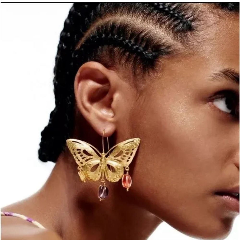 Gold Butterfly Charm Earrings
